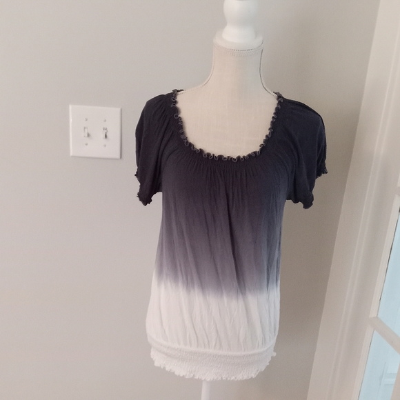 INC International Concepts Tops - INC BLUE WHITE OMBRE SHORT SLEEVE TOP SIZE S